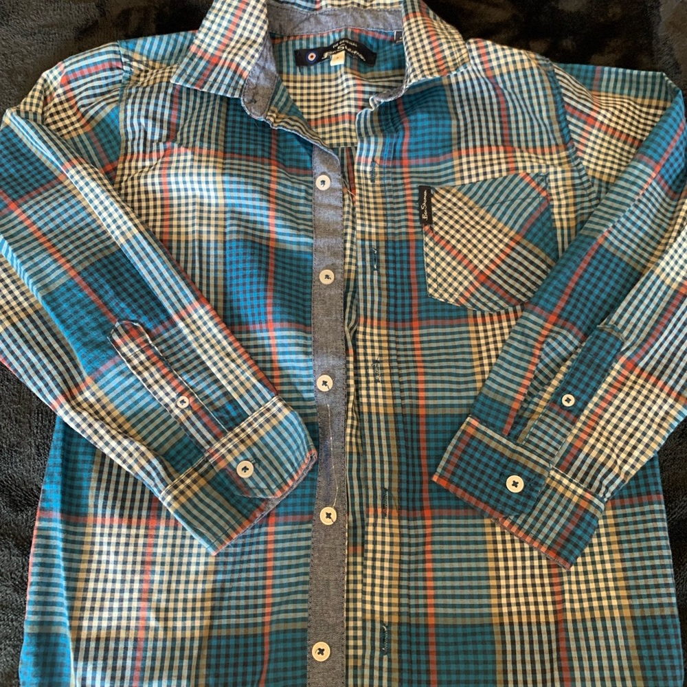 Ben Sherman blue plaid dress shirt
